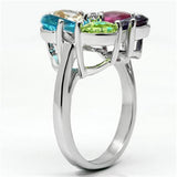 Rhodium Brass, AAA CZ , Multi Color - 3W045