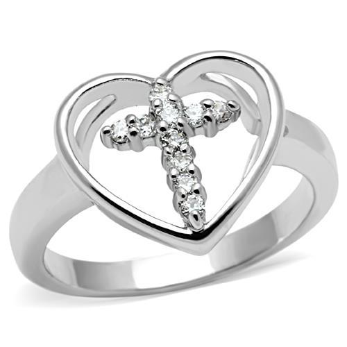 Rhodium Brass Ring with AAA Grade CZ  in Clear