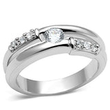 Rhodium Brass Ring with AAA Grade CZ  in Clear