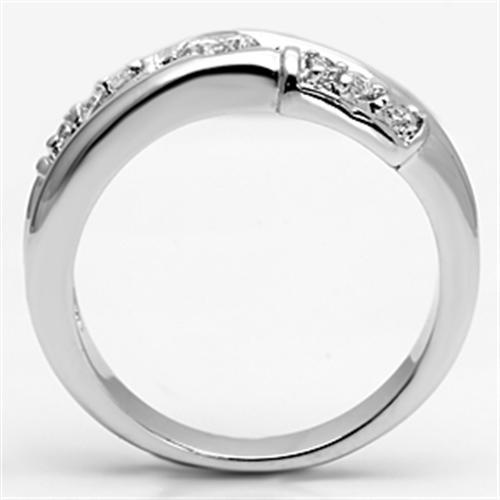 Rhodium Brass Ring with AAA Grade CZ  in Clear