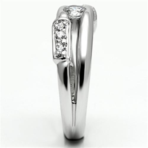 Rhodium Brass Ring with AAA Grade CZ  in Clear