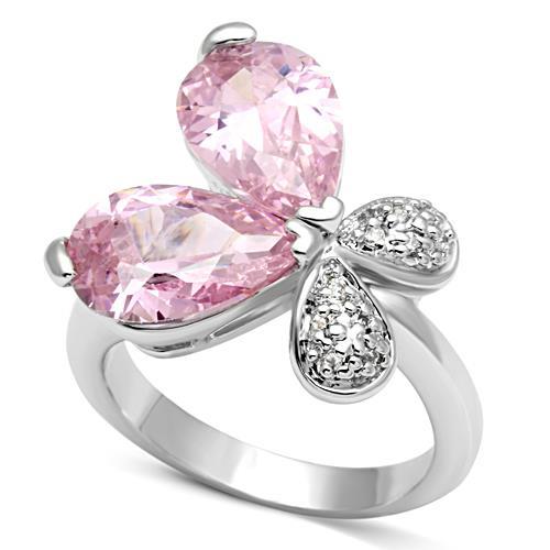 Rhodium Brass Ring with AAA Grade CZ  in Rose
