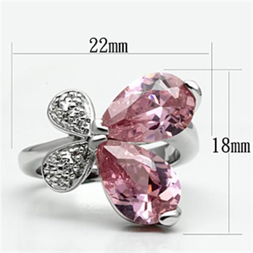 Rhodium Brass Ring with AAA Grade CZ  in Rose