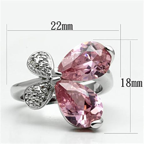 Rhodium Brass Ring with AAA Grade CZ  in Rose