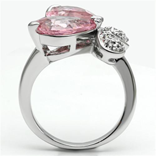 Rhodium Brass Ring with AAA Grade CZ  in Rose