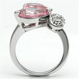 Rhodium Brass Ring with AAA Grade CZ  in Rose