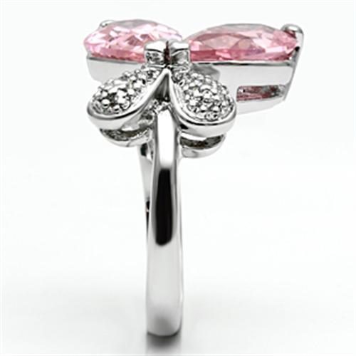 Rhodium Brass Ring with AAA Grade CZ  in Rose