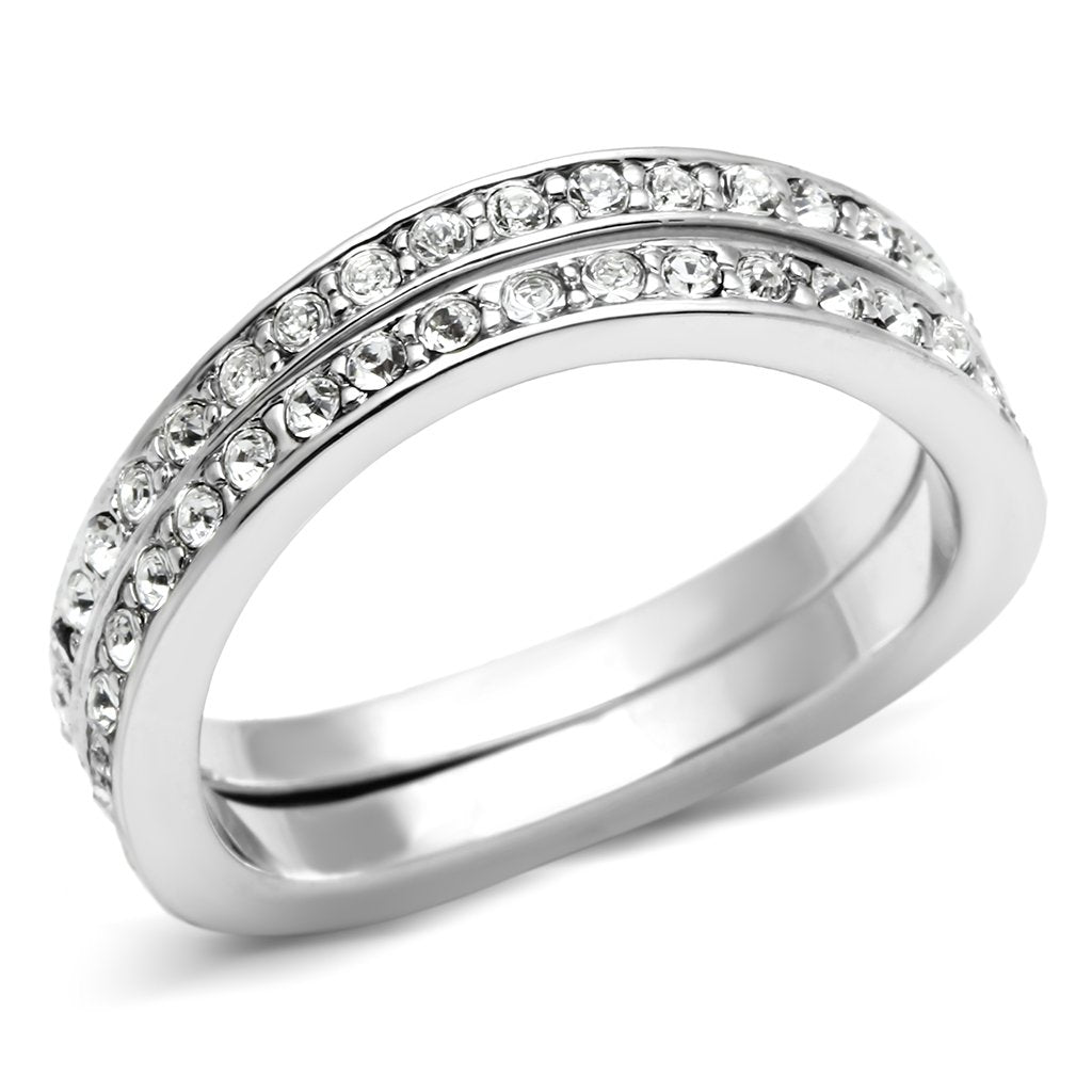 Rhodium Brass Ring with Top Grade Crystal  in Clear