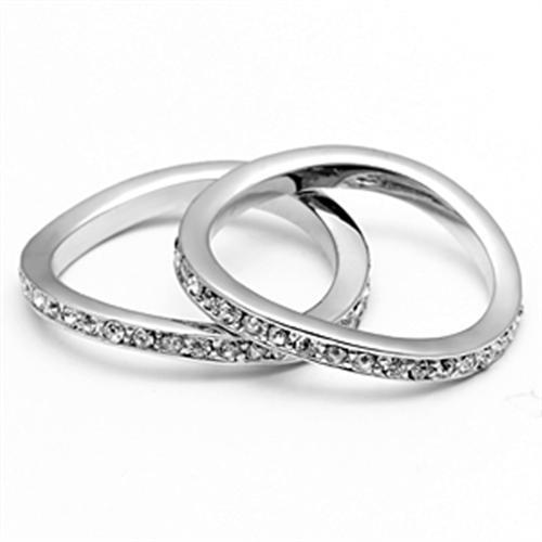 Rhodium Brass Ring with Top Grade Crystal  in Clear