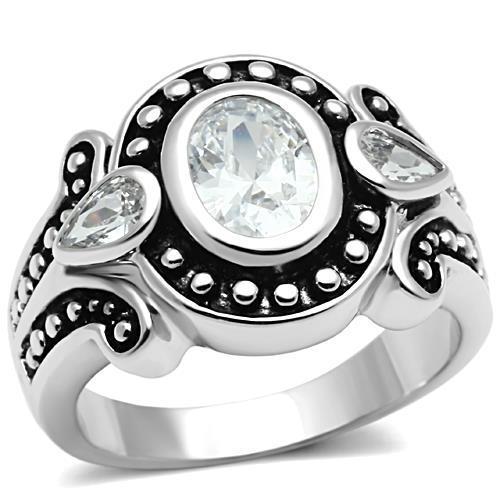 Rhodium Brass Ring with AAA Grade CZ  in Clear