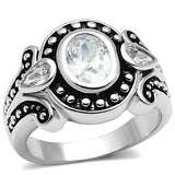 Rhodium Brass Ring with AAA Grade CZ  in Clear