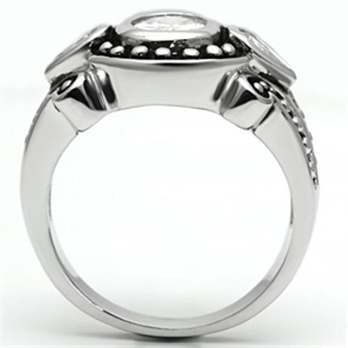 Rhodium Brass Ring with AAA Grade CZ  in Clear