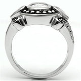 Rhodium Brass Ring with AAA Grade CZ  in Clear