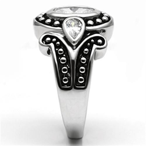Rhodium Brass Ring with AAA Grade CZ  in Clear