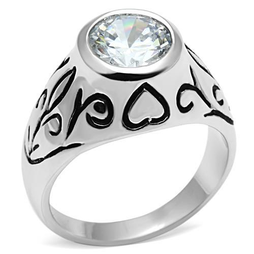 Rhodium Brass Ring with AAA Grade CZ  in Clear