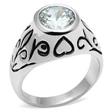 Rhodium Brass Ring with AAA Grade CZ  in Clear