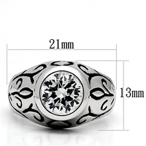 Rhodium Brass Ring with AAA Grade CZ  in Clear