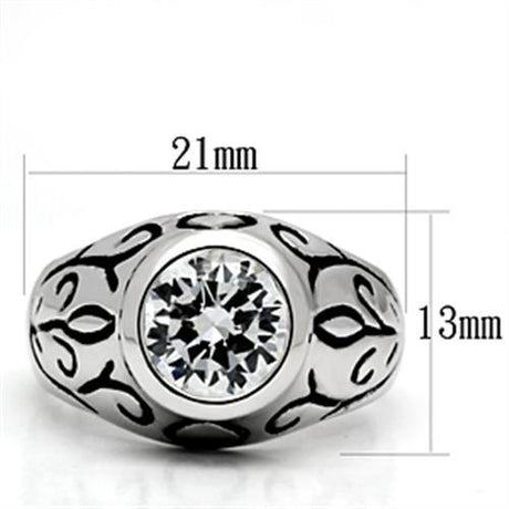 Rhodium Brass Ring with AAA Grade CZ  in Clear