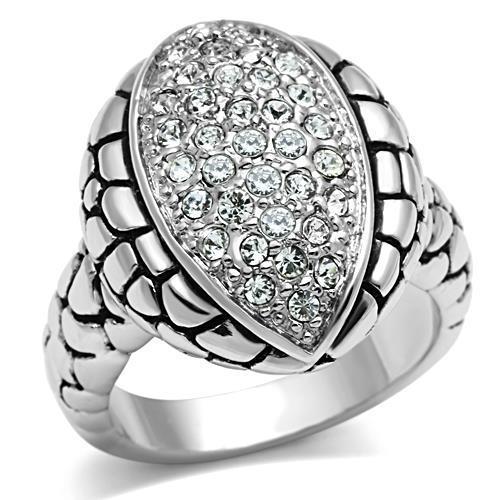 Rhodium Brass Ring with Top Grade Crystal  in Clear