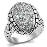 Rhodium Brass Ring with Top Grade Crystal  in Clear