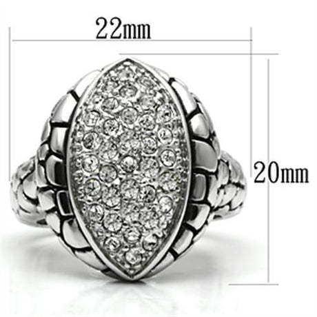 Rhodium Brass Ring with Top Grade Crystal  in Clear