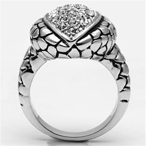 Rhodium Brass Ring with Top Grade Crystal  in Clear