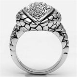 Rhodium Brass Ring with Top Grade Crystal  in Clear
