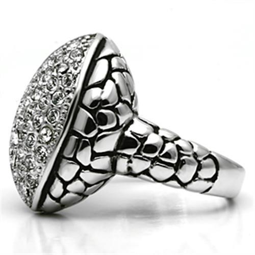 Rhodium Brass Ring with Top Grade Crystal  in Clear