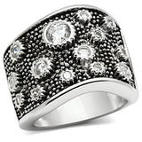 Rhodium Brass Ring with AAA Grade CZ  in Clear