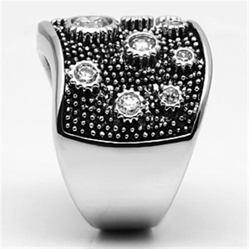 Rhodium Brass Ring with AAA Grade CZ  in Clear