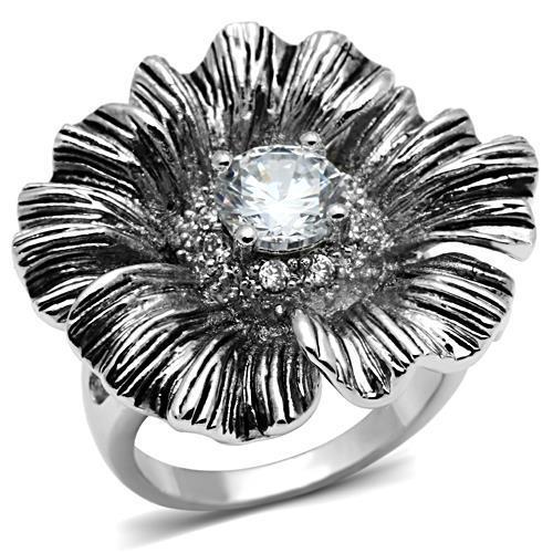 Rhodium Brass Ring with AAA Grade CZ  in Clear