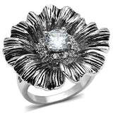 Rhodium Brass Ring with AAA Grade CZ  in Clear