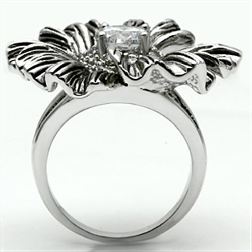 Rhodium Brass Ring with AAA Grade CZ  in Clear
