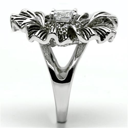 Rhodium Brass Ring with AAA Grade CZ  in Clear