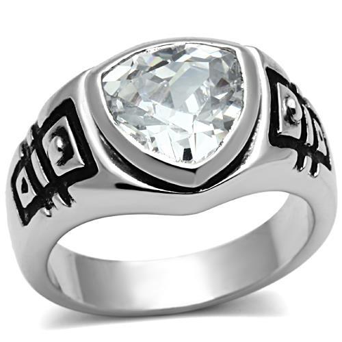 Rhodium Brass Ring with AAA Grade CZ  in Clear