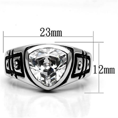 Rhodium Brass Ring with AAA Grade CZ  in Clear