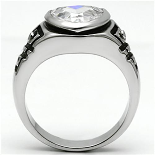 Rhodium Brass Ring with AAA Grade CZ  in Clear