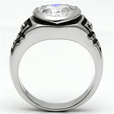 Rhodium Brass Ring with AAA Grade CZ  in Clear