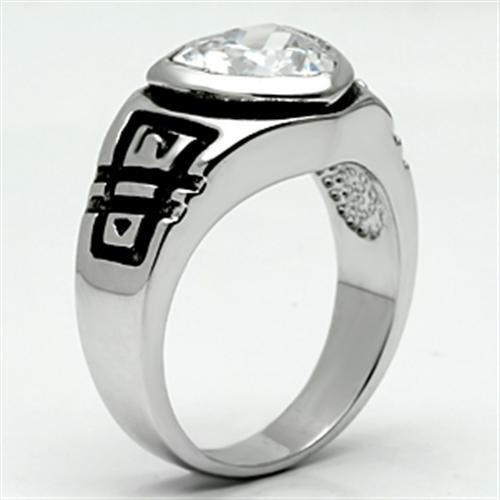 Rhodium Brass Ring with AAA Grade CZ  in Clear