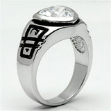 Rhodium Brass Ring with AAA Grade CZ  in Clear