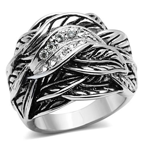 Rhodium Brass Ring with Top Grade Crystal  in Clear