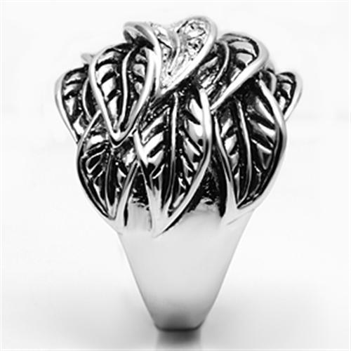 Rhodium Brass Ring with Top Grade Crystal  in Clear
