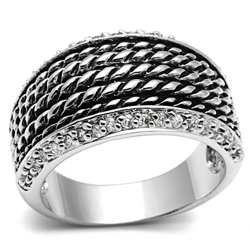 Rhodium Brass Ring with AAA Grade CZ  in Clear
