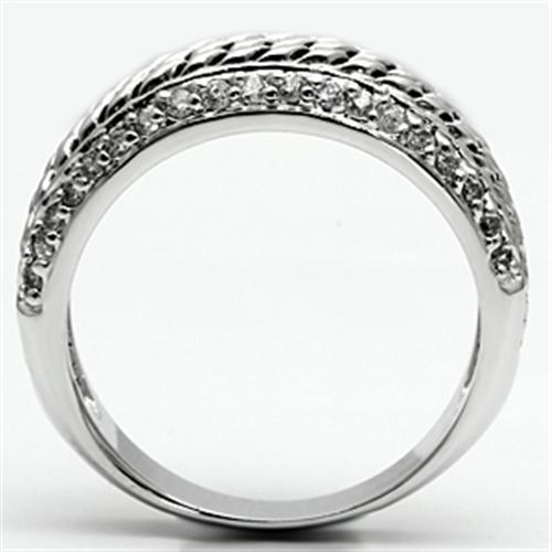 Rhodium Brass Ring with AAA Grade CZ  in Clear