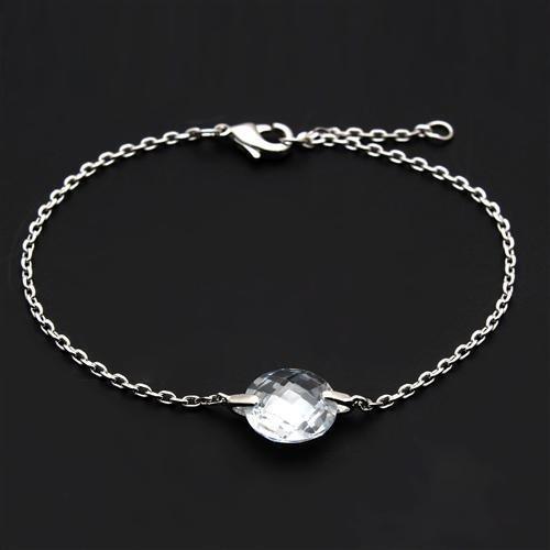 Rhodium Brass Bracelet with AAA Grade CZ  in Clear