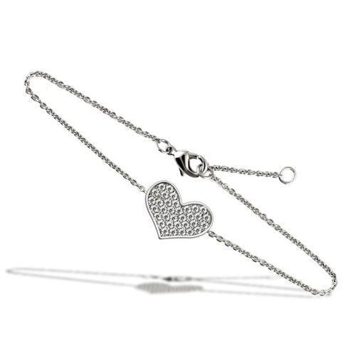 Rhodium Brass Bracelet with AAA Grade CZ  in Clear