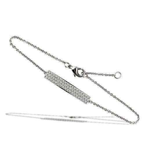 Rhodium Brass Bracelet with AAA Grade CZ  in Clear