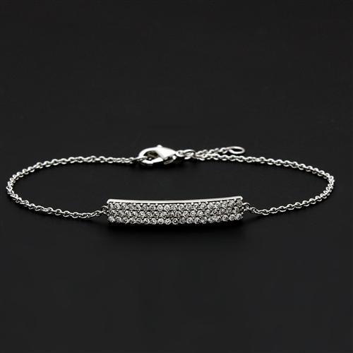 Rhodium Brass Bracelet with AAA Grade CZ  in Clear