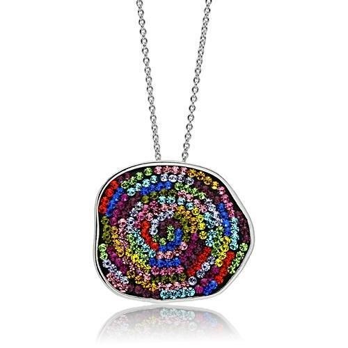 Rhodium Brass Pendant with Top Grade Crystal  in Multi Color