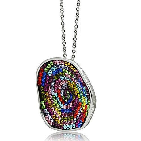 Rhodium Brass Pendant with Top Grade Crystal  in Multi Color